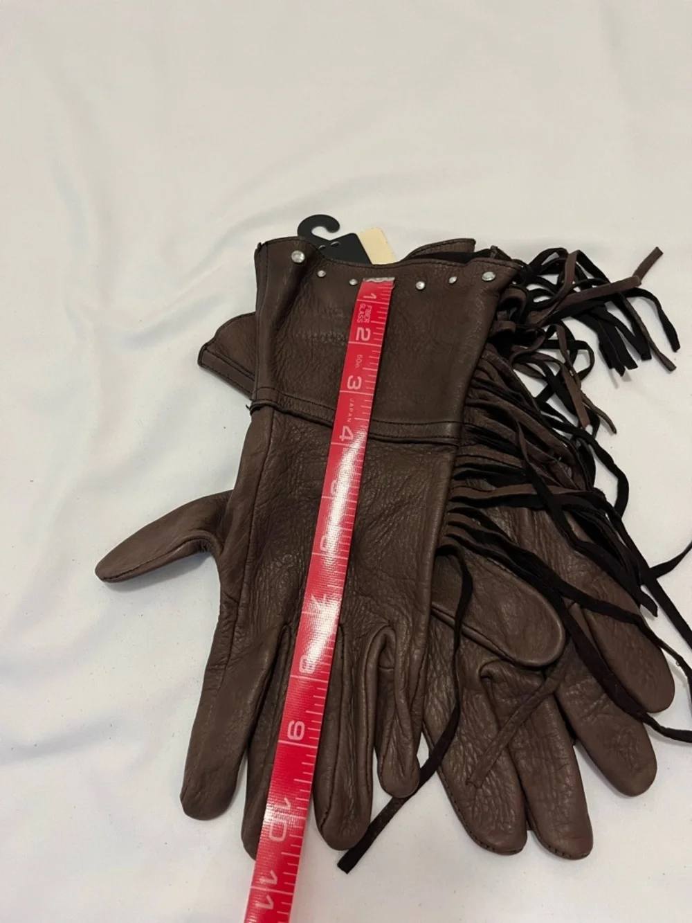 Vintage Western Brown Leather Fringe Gloves